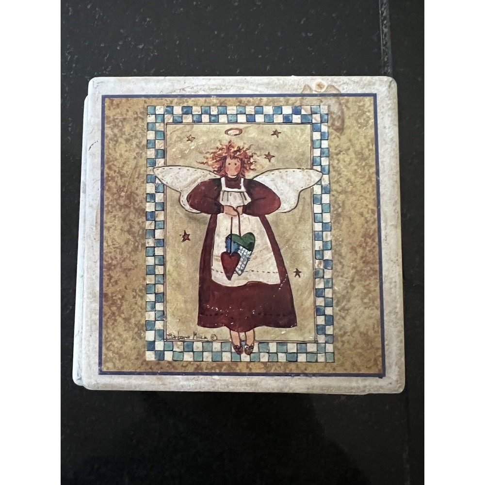 Angel Drink Coasters - Set Of 3 - Cork Backed Barbara Mock grannycore Farmcore